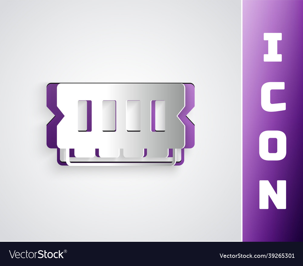 Paper cut ram random access memory icon isolated vector image Paper cut ram random access memory icon isolated