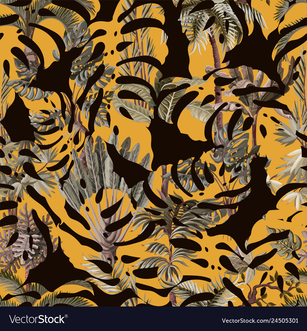 Seamless pattern with exotic trees such us palm