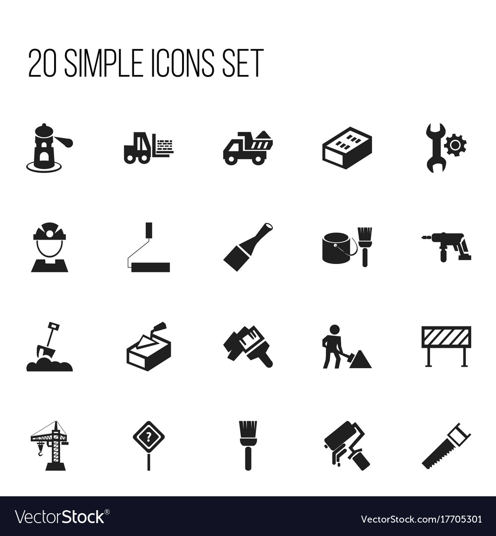 Set of 20 editable building icons includes