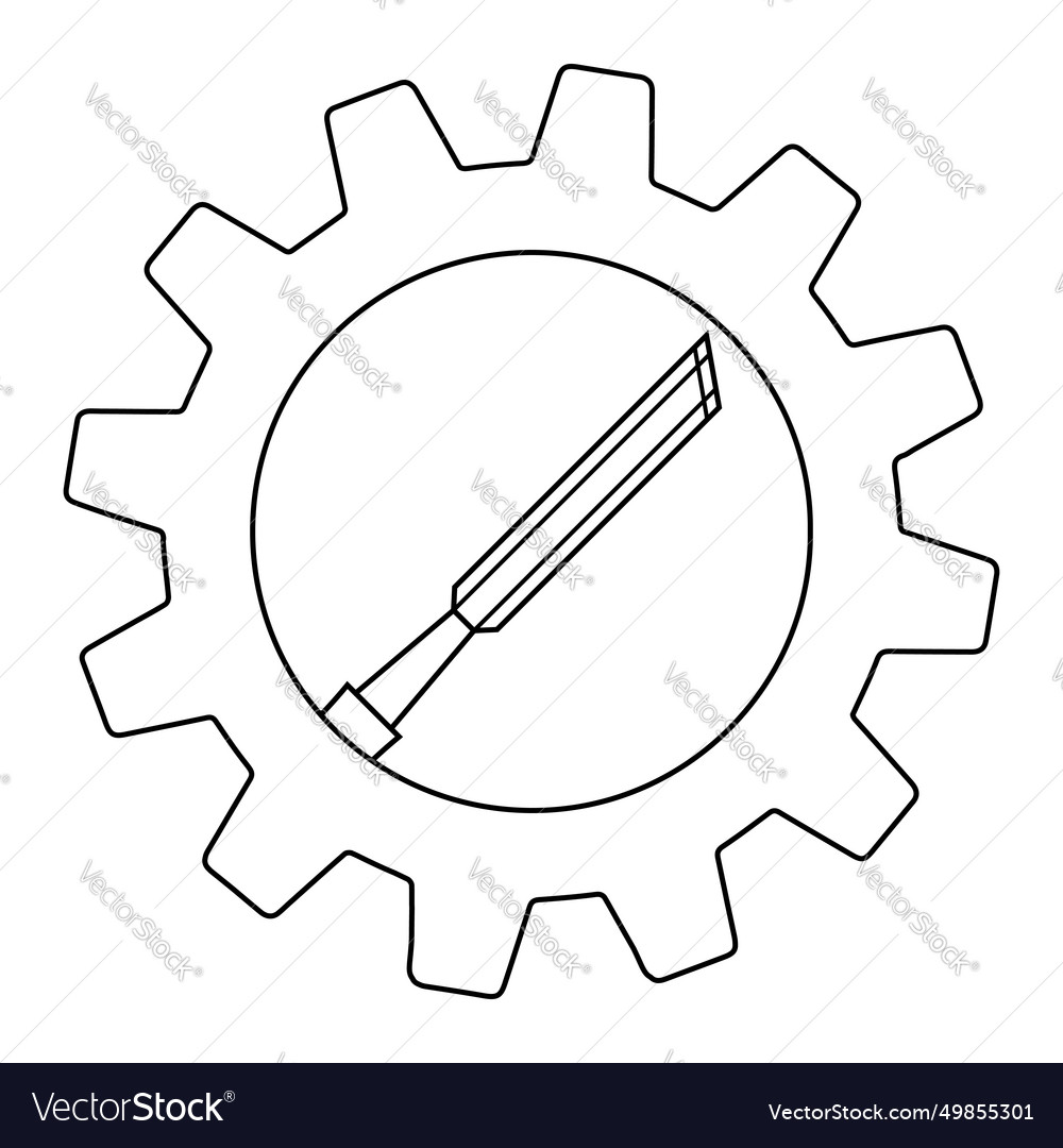 Simple of chisel icon in gear for app or web vector image Simple of chisel icon in gear for app or web