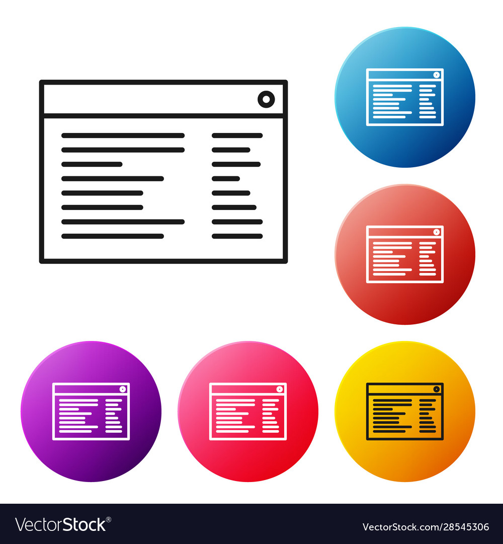 Black line software web developer programming vector image Black line software web developer programming
