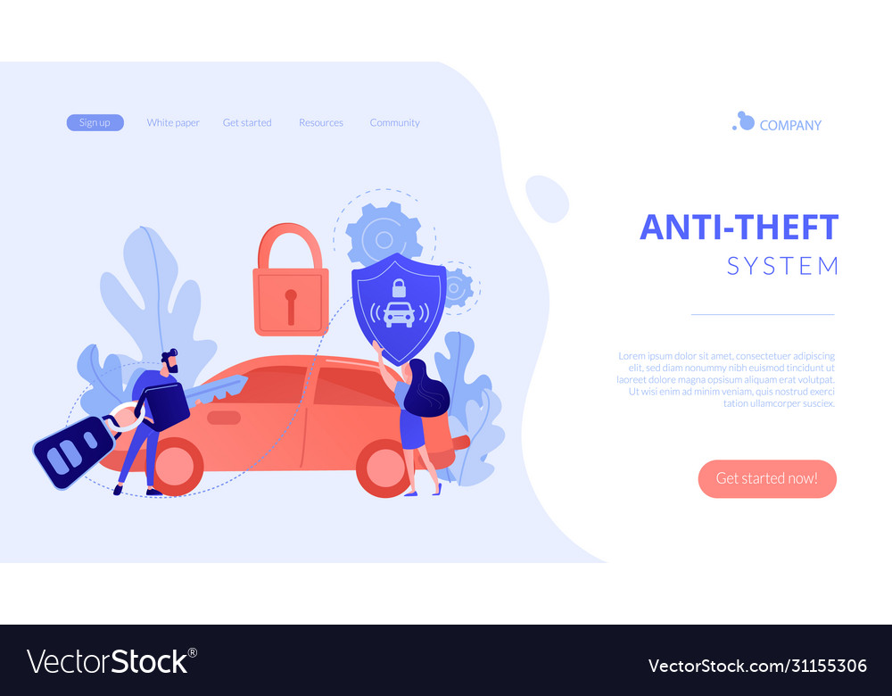 Car alarm system concept landing page