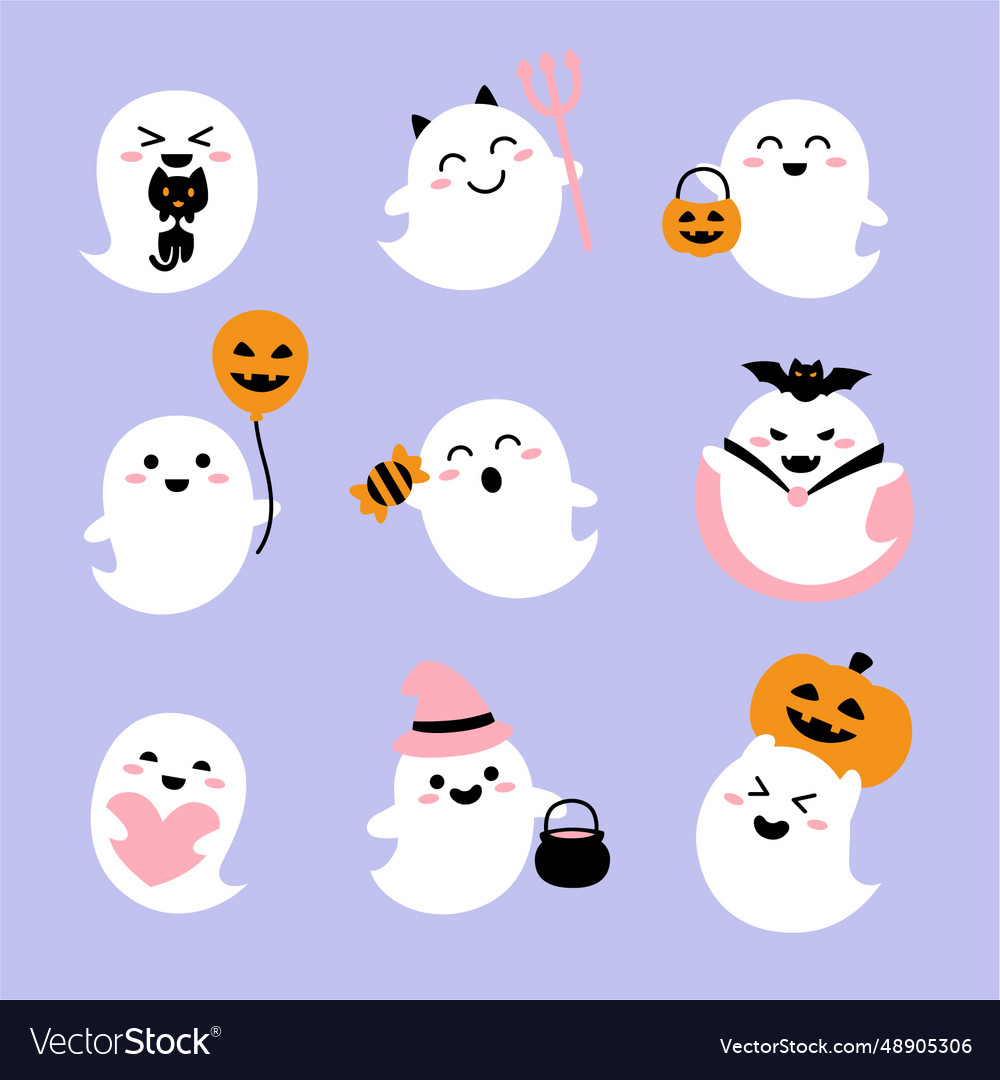 Cute ghosts for halloween Royalty Free Vector Image