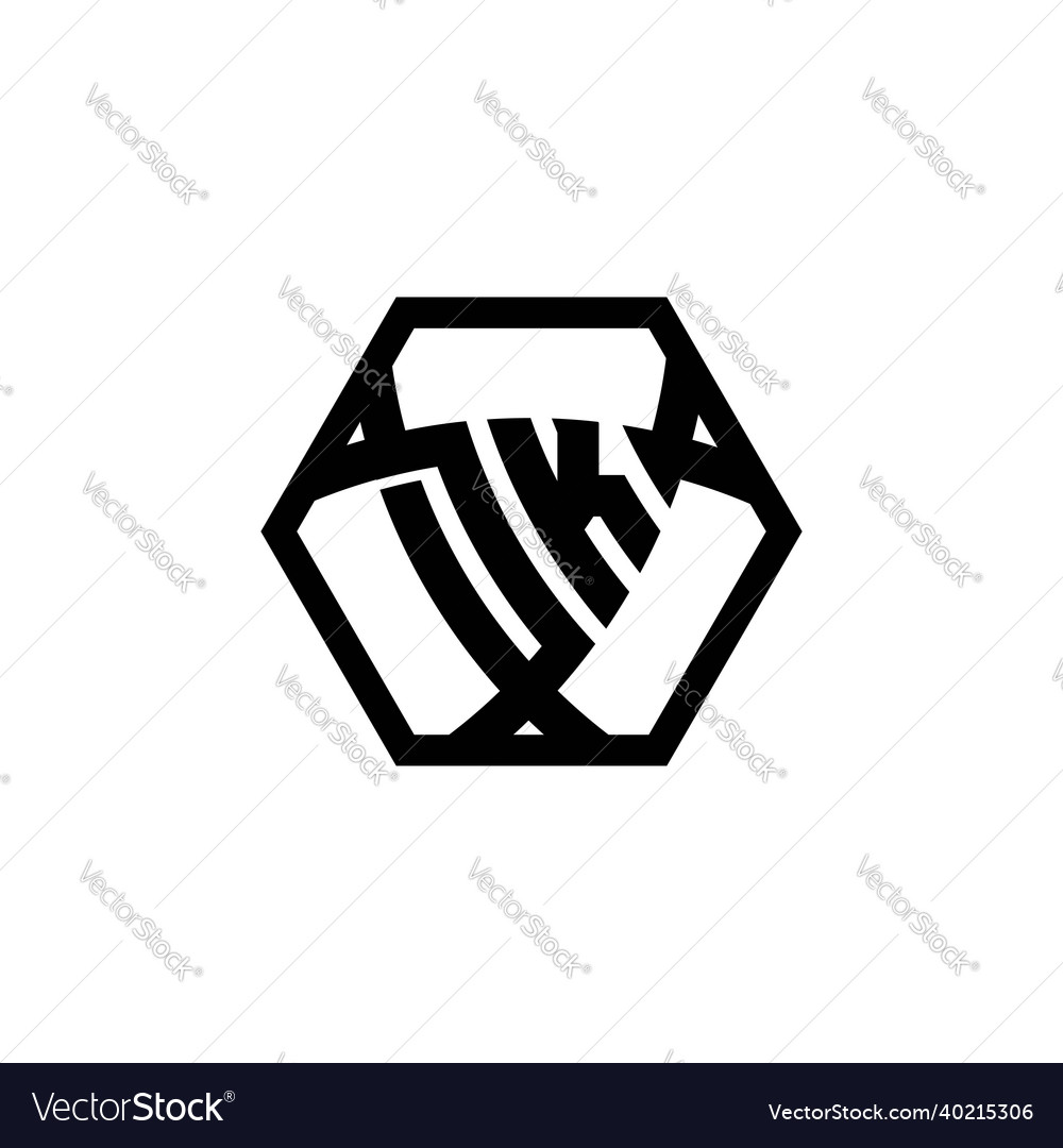 Dk logo monogram triangle shield hexagonal style