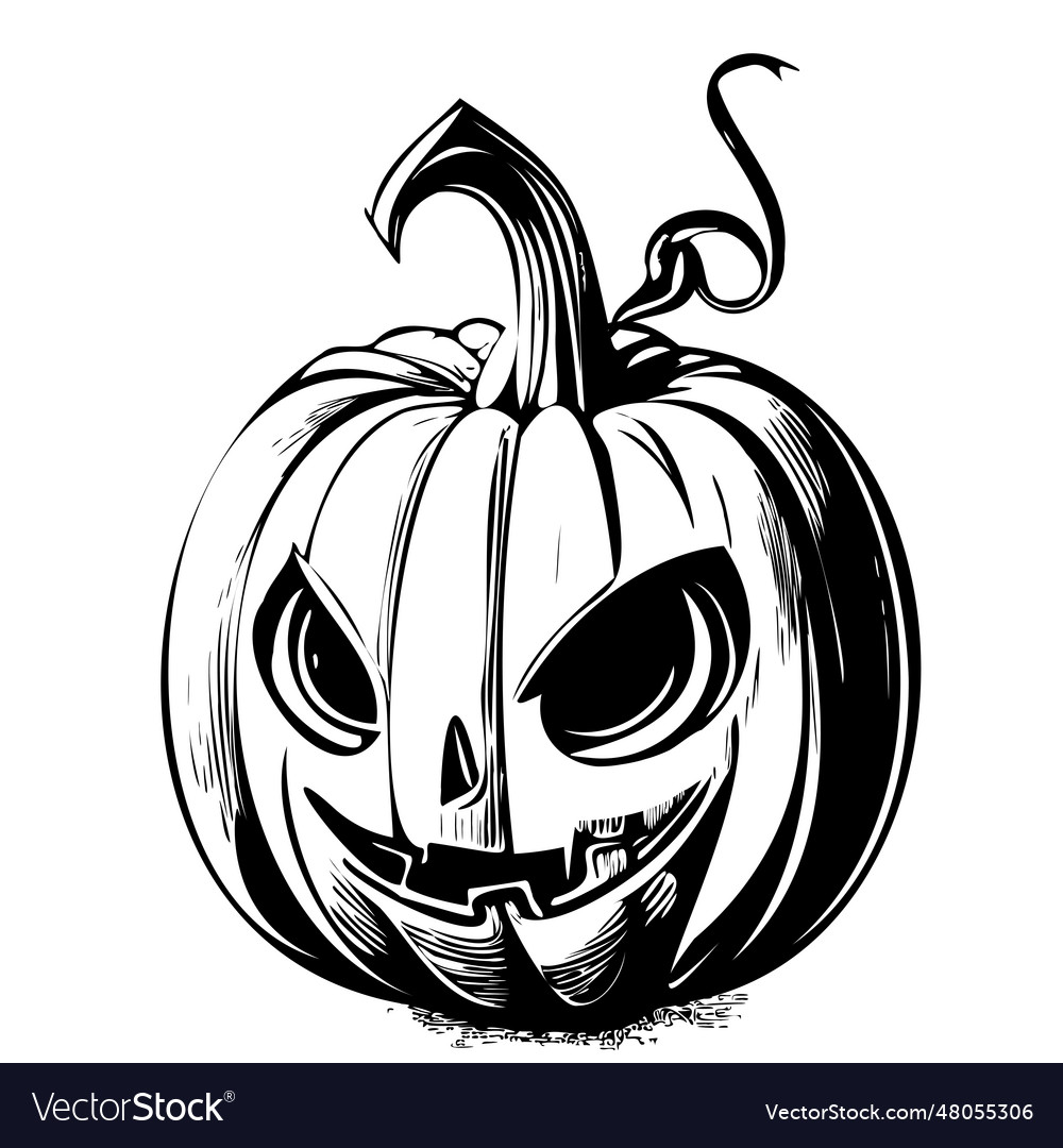 Funny pumpkin for halloween sketch hand drawn