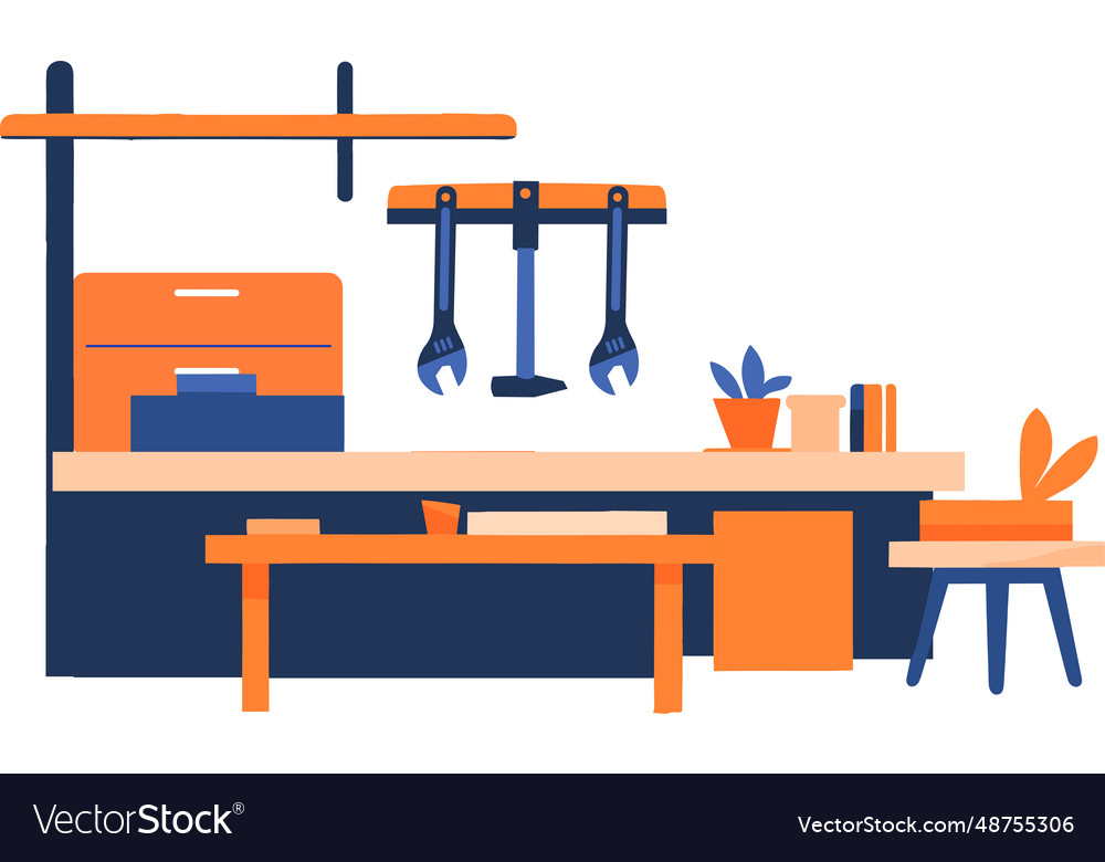 Hand drawn table for working in the workshop vector image Hand drawn table for working in the workshop