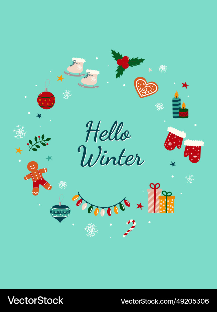 Hello winter card Royalty Free Vector Image - VectorStock