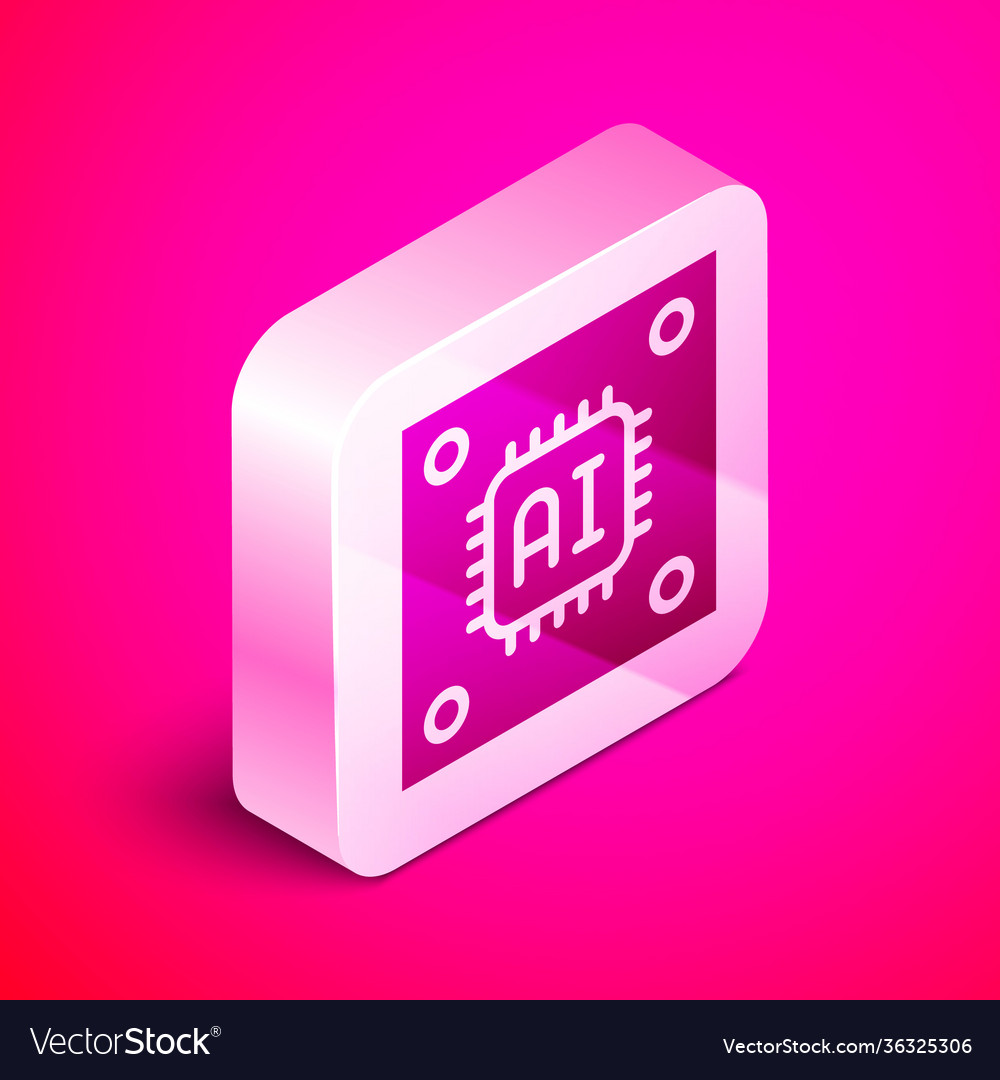 Isometric computer processor with microcircuits vector image Isometric computer processor with microcircuits