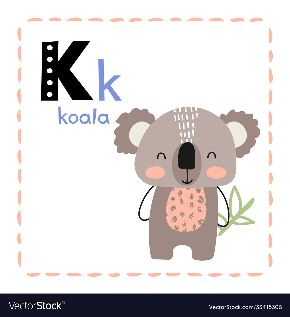 Letter k funny alphabet for young children Vector Image