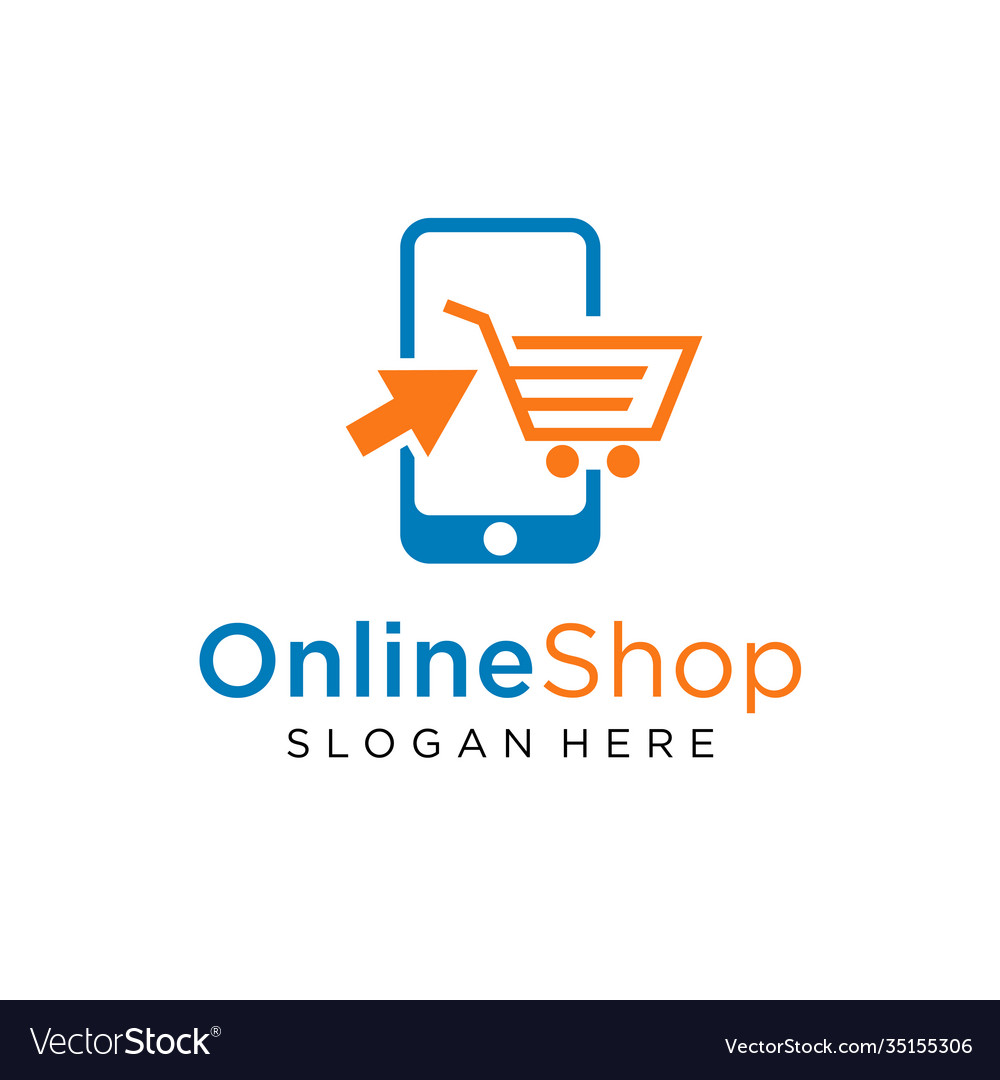 Online shop logo template design Royalty Free Vector Image