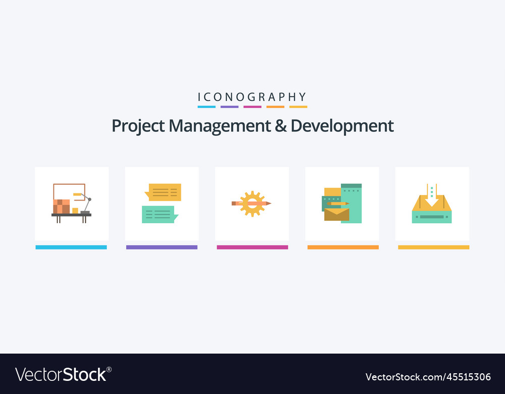 Project management and development flat 5 icon