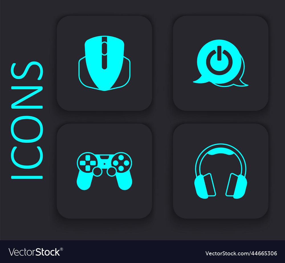 Set headphones computer mouse power button vector image Set headphones computer mouse power button