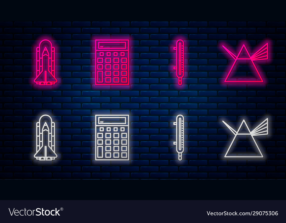 Set line calculator meteorology thermometer vector image Set line calculator meteorology thermometer