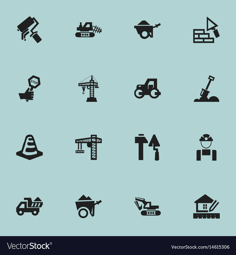 Set of 16 editable building icons includes