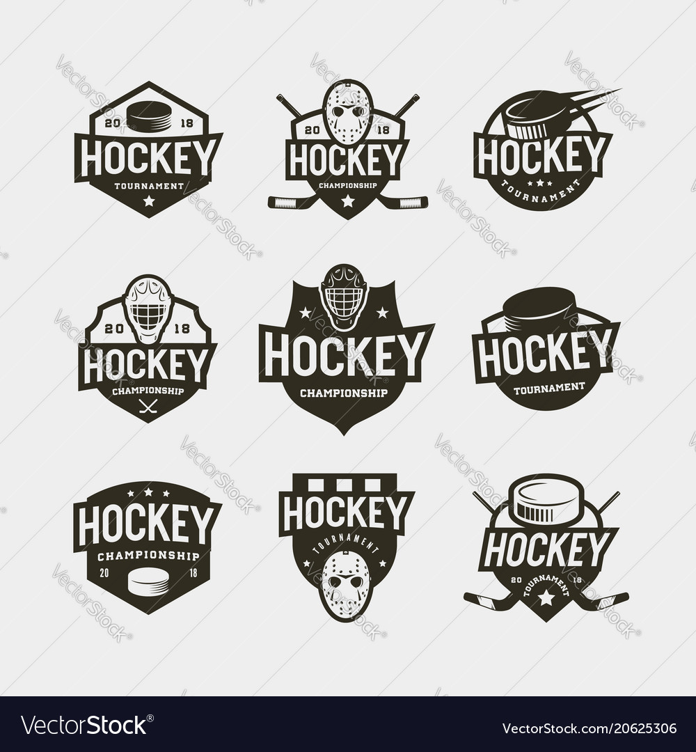 Set of hockey logos sport emblems Royalty Free Vector Image