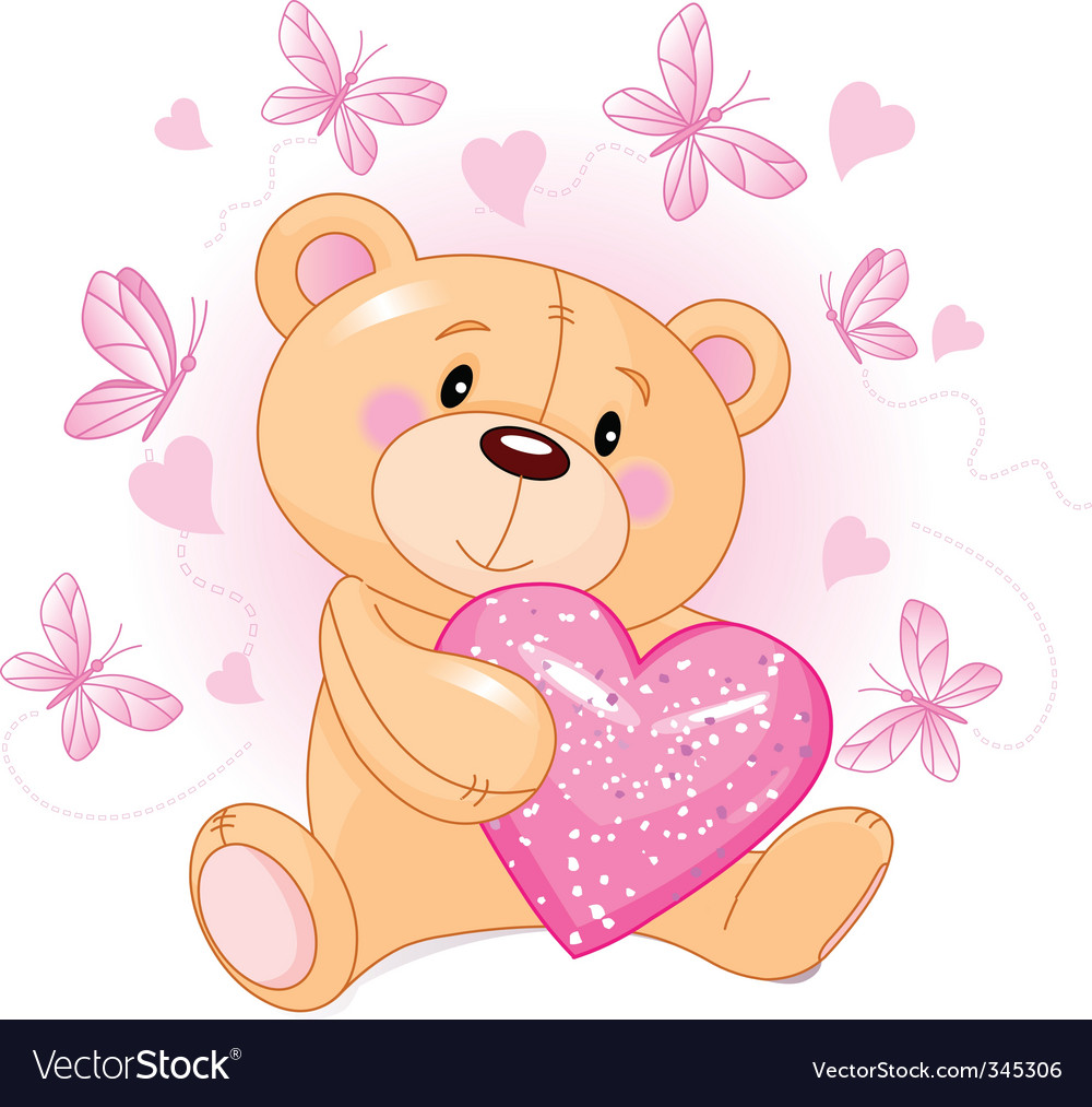 Teddy bear with love heart Royalty Free Vector Image