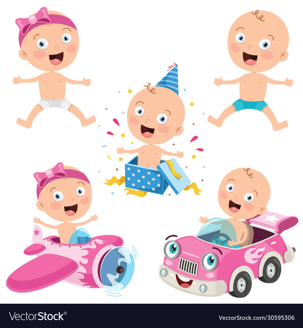 Various poses cartoon baby