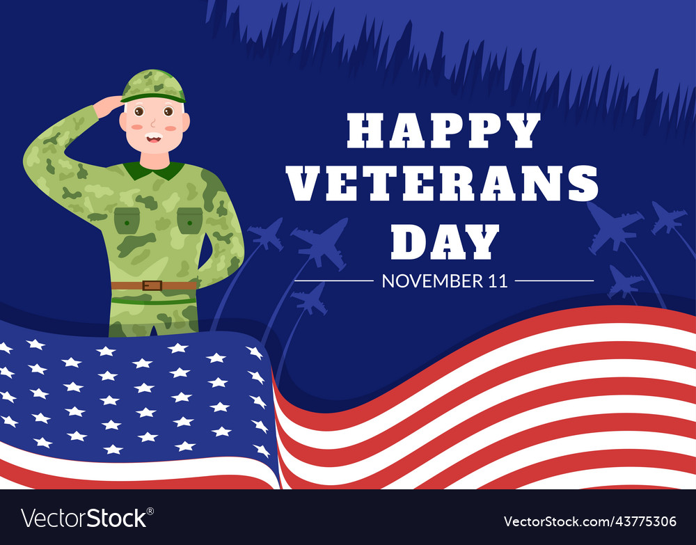 Veterans day on november 11 template hand drawn