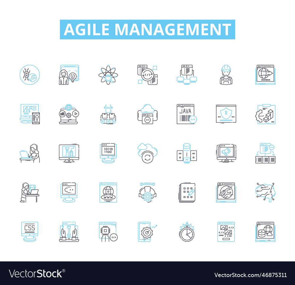 Agile management linear icons set iterative vector image Agile management linear icons set iterative