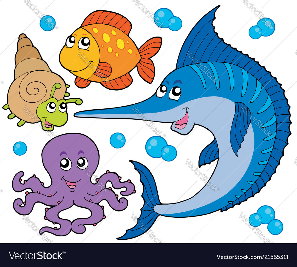 Aquatic animals collection 3 Royalty Free Vector Image