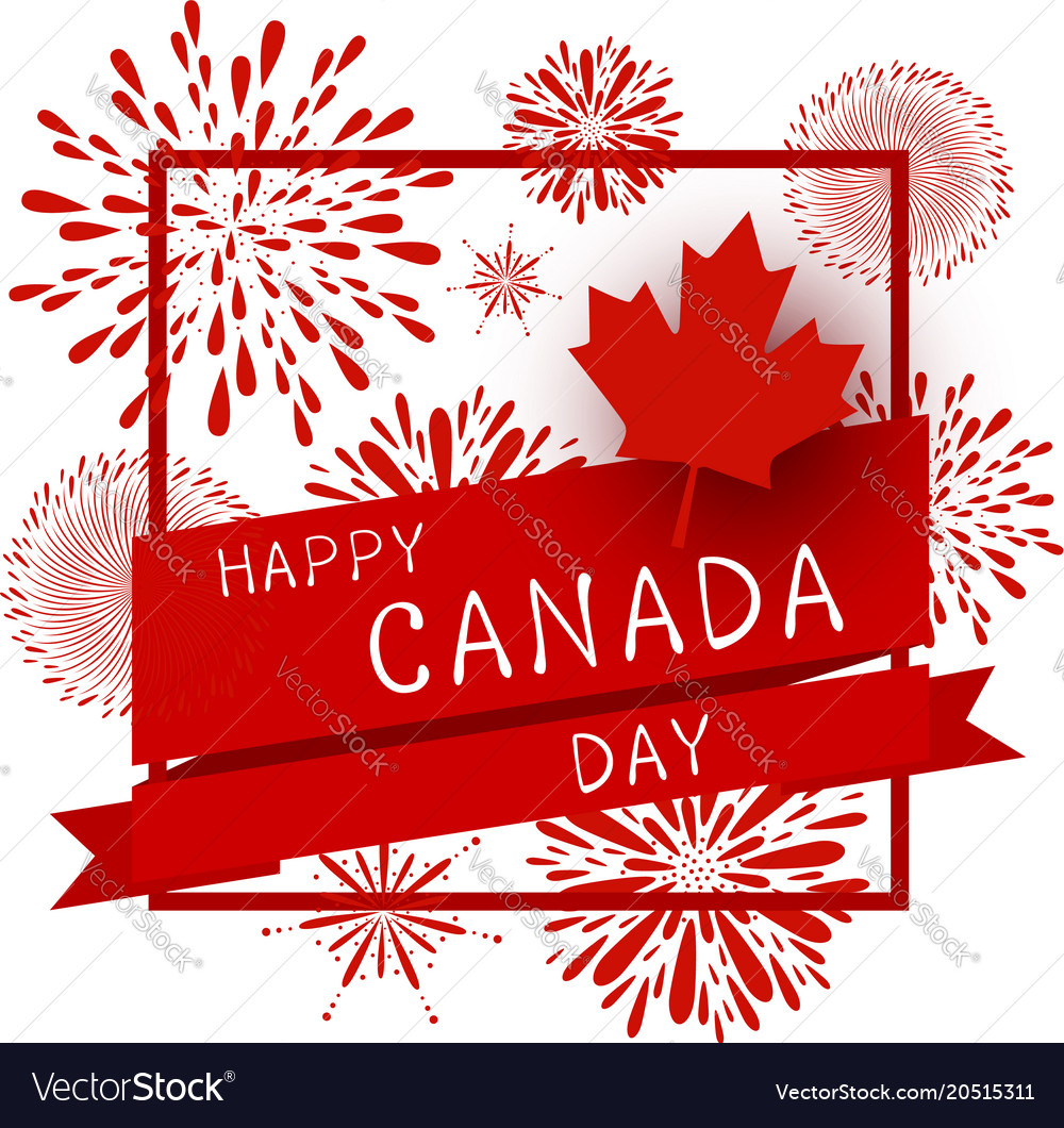 Canada Day Design Flag And Firework Royalty Free Vector