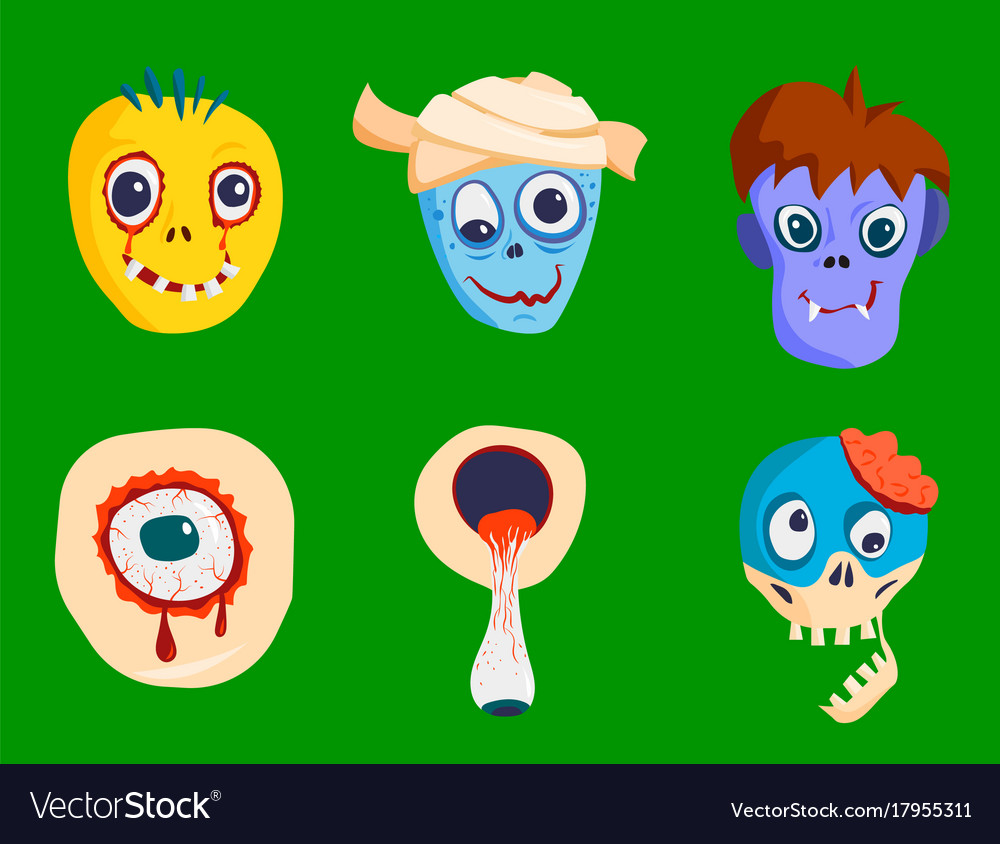 Colorful zombie scary cartoon character and magic Vector Image