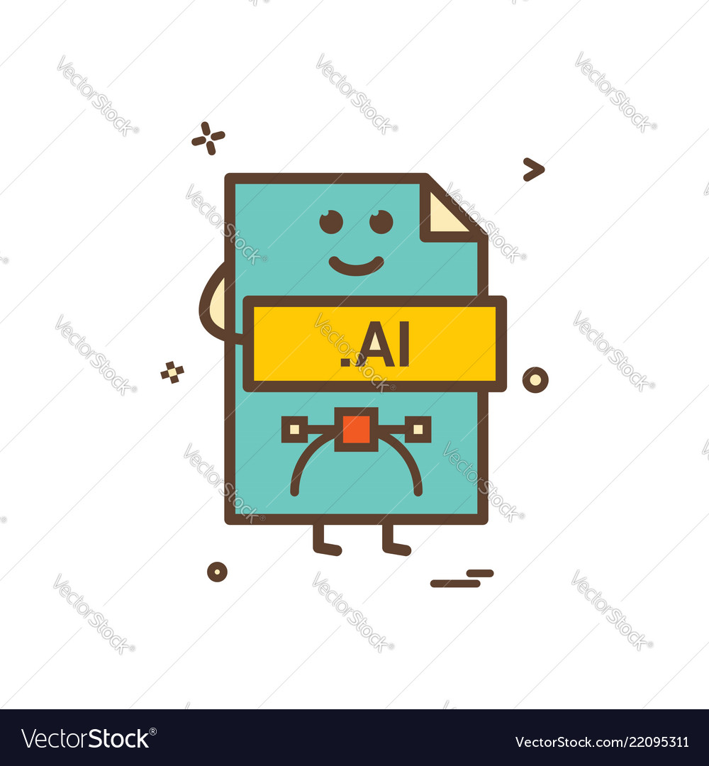 Computer ai file format type icon design vector image Computer ai file format type icon design