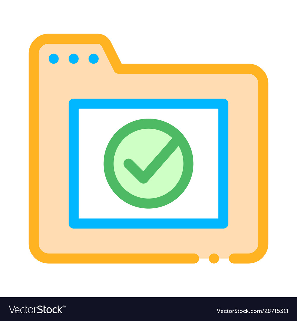 Computer folder with approved mark icon