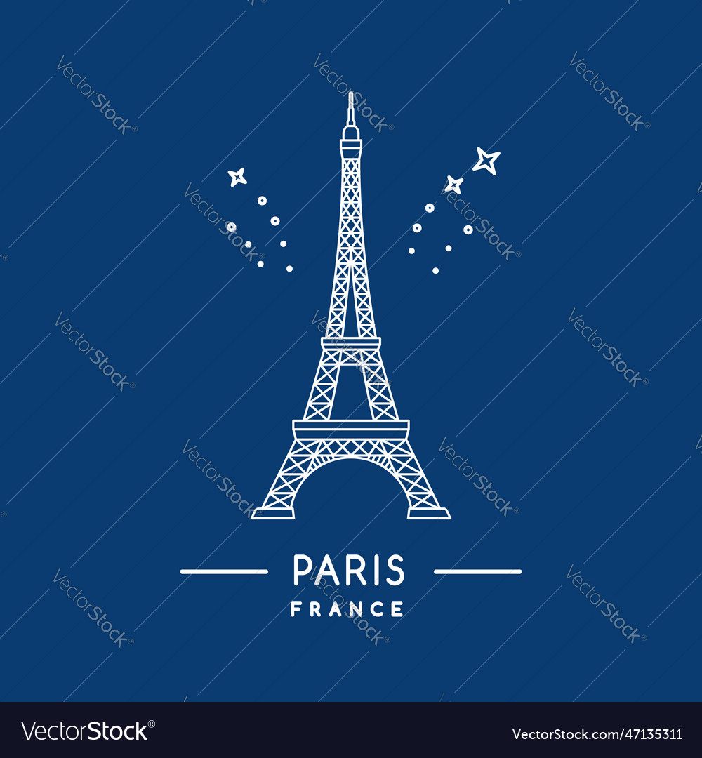 Eiffel tower line art icon outline