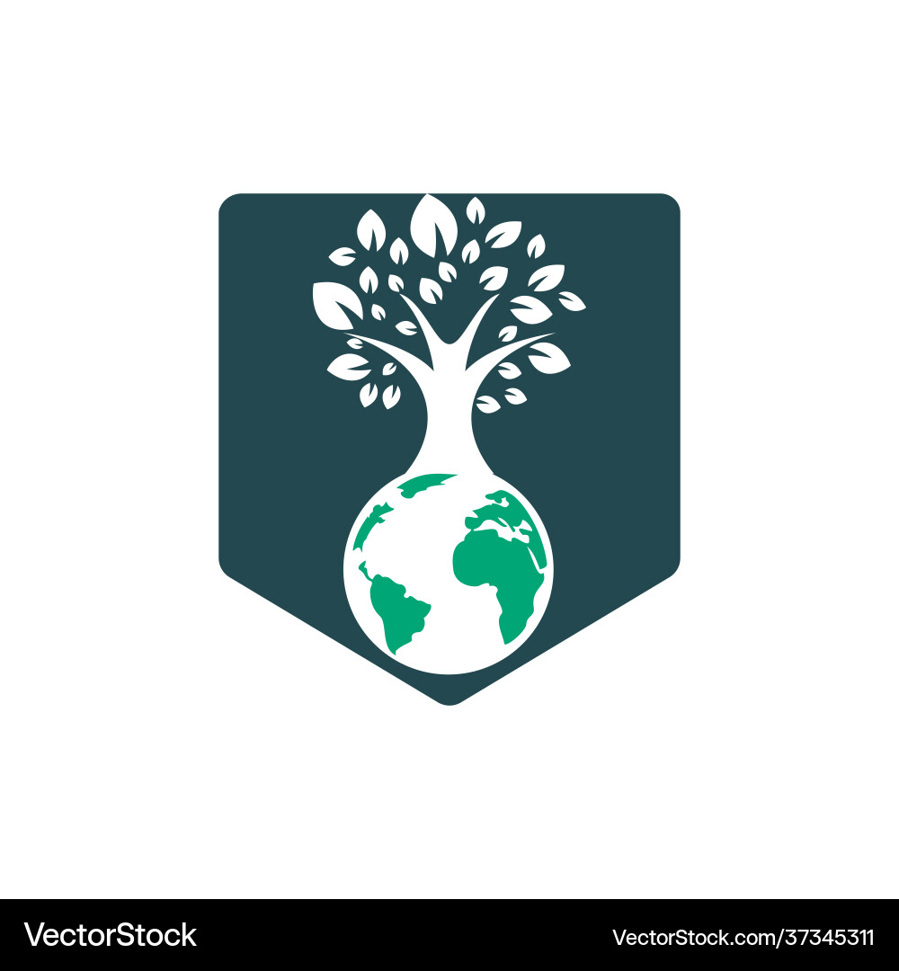 Globe tree logo design template Royalty Free Vector Image