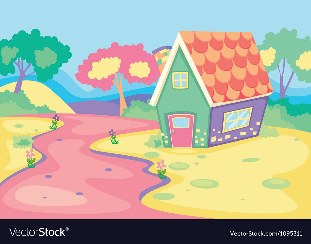 House in nature Royalty Free Vector Image - VectorStock