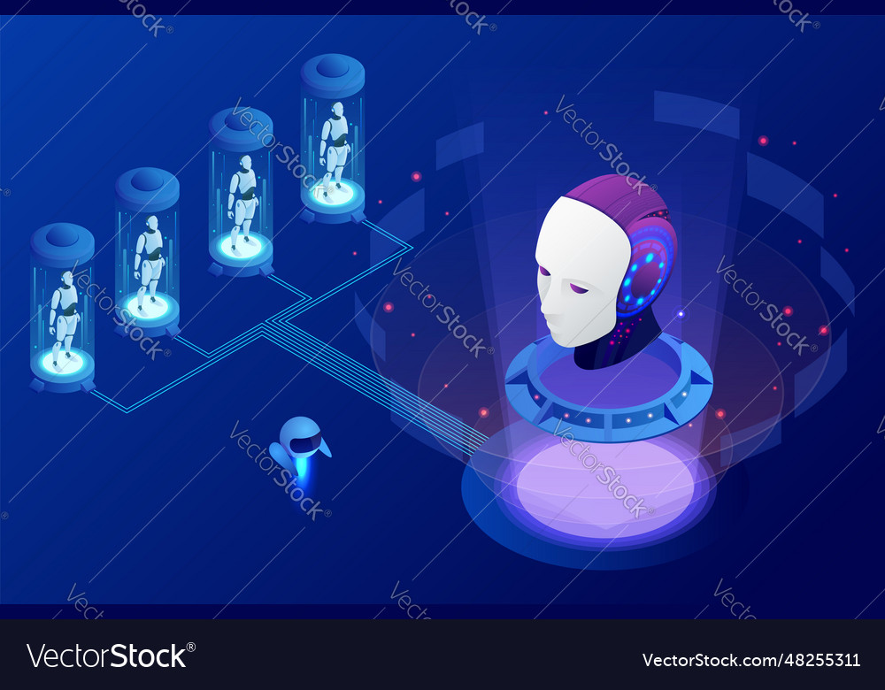 Isometric artificial intelligence knowledge Vector Image