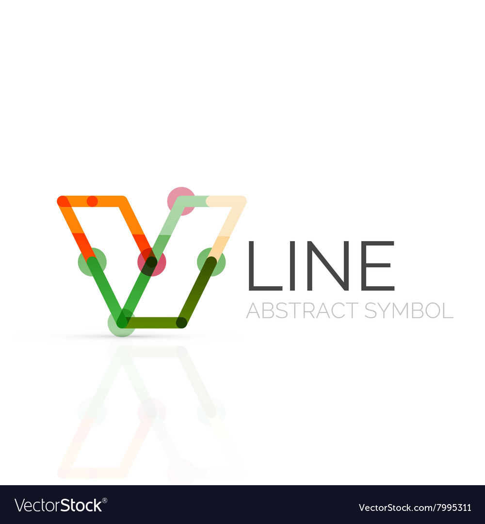 Linear abstract logo connected multicolored