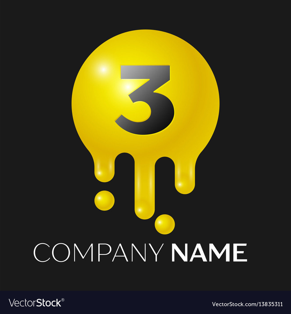 Number three splash logo yellow dots and bubbles