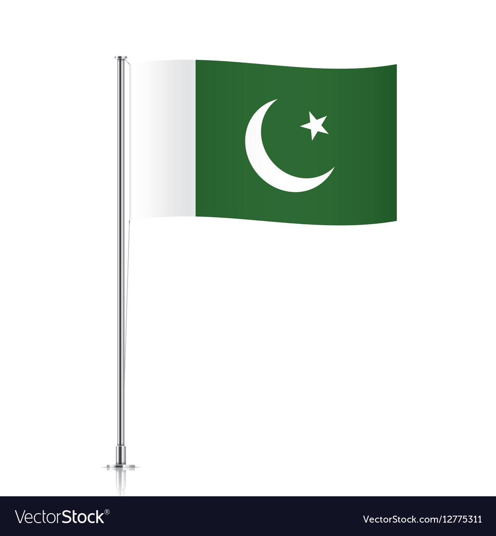 pakistani-flag-waving-on-a-metallic-pole-vector-image