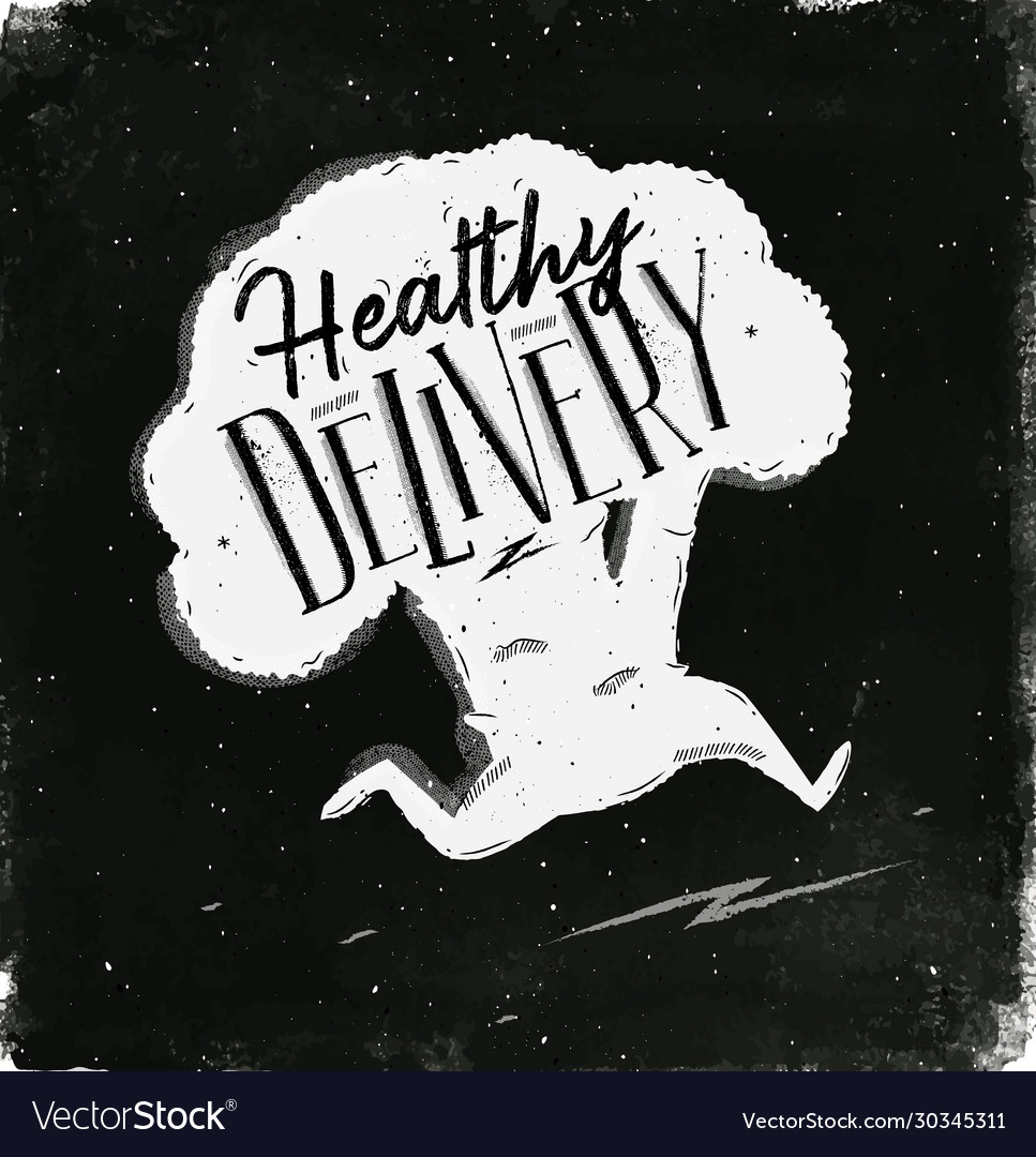 Poster healthy delivery chalk Royalty Free Vector Image