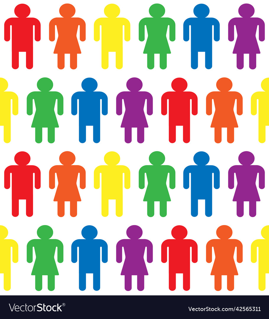 Seamless pattern of people with lgbt flag