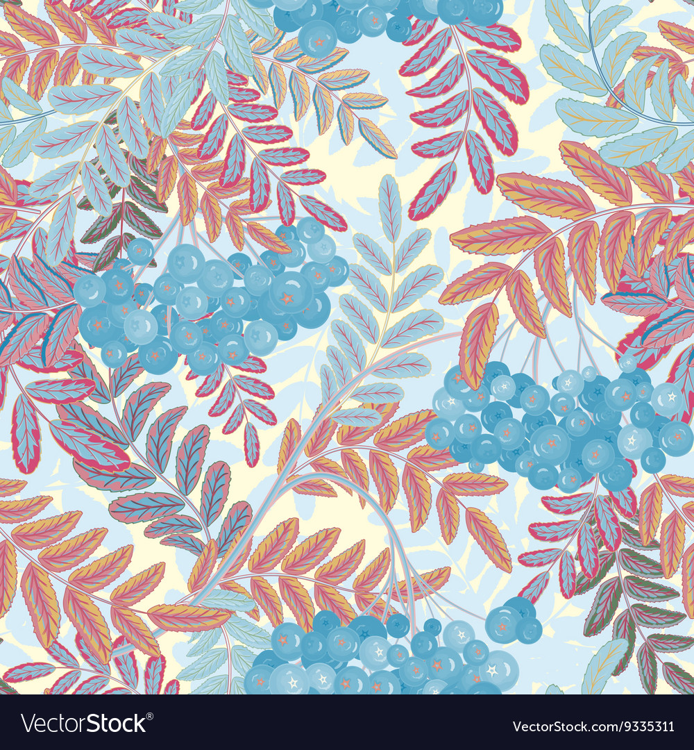Seamless pattern rowanberries background