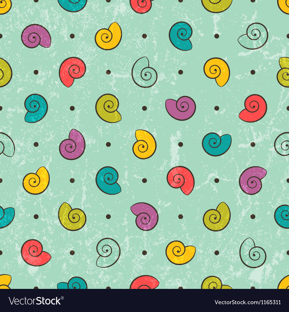 Seamless texture with colored shells Royalty Free Vector