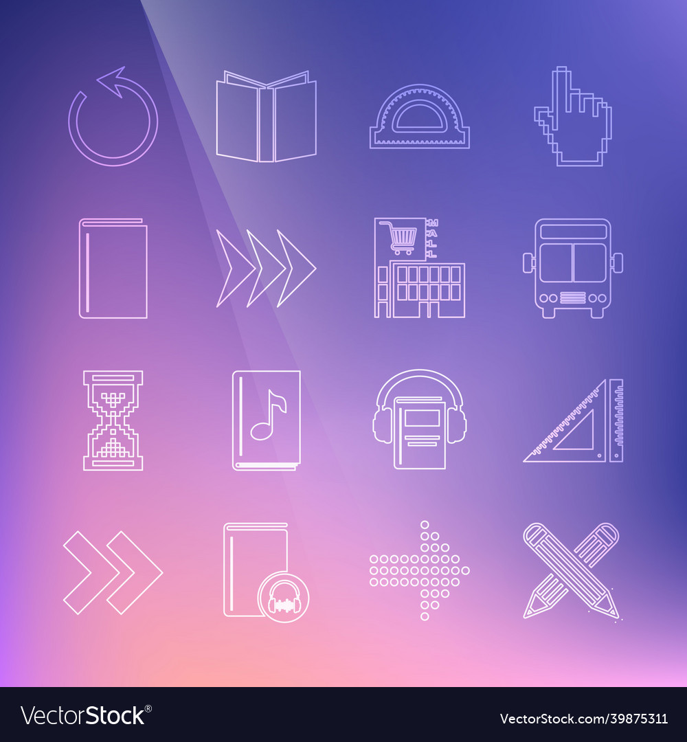 Set line crossed pencil triangular ruler bus vector image Set line crossed pencil triangular ruler bus