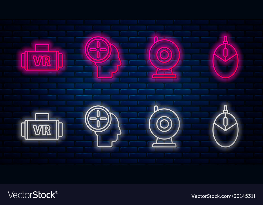 Set line head hunting concept web camera virtual vector image Set line head hunting concept web camera virtual