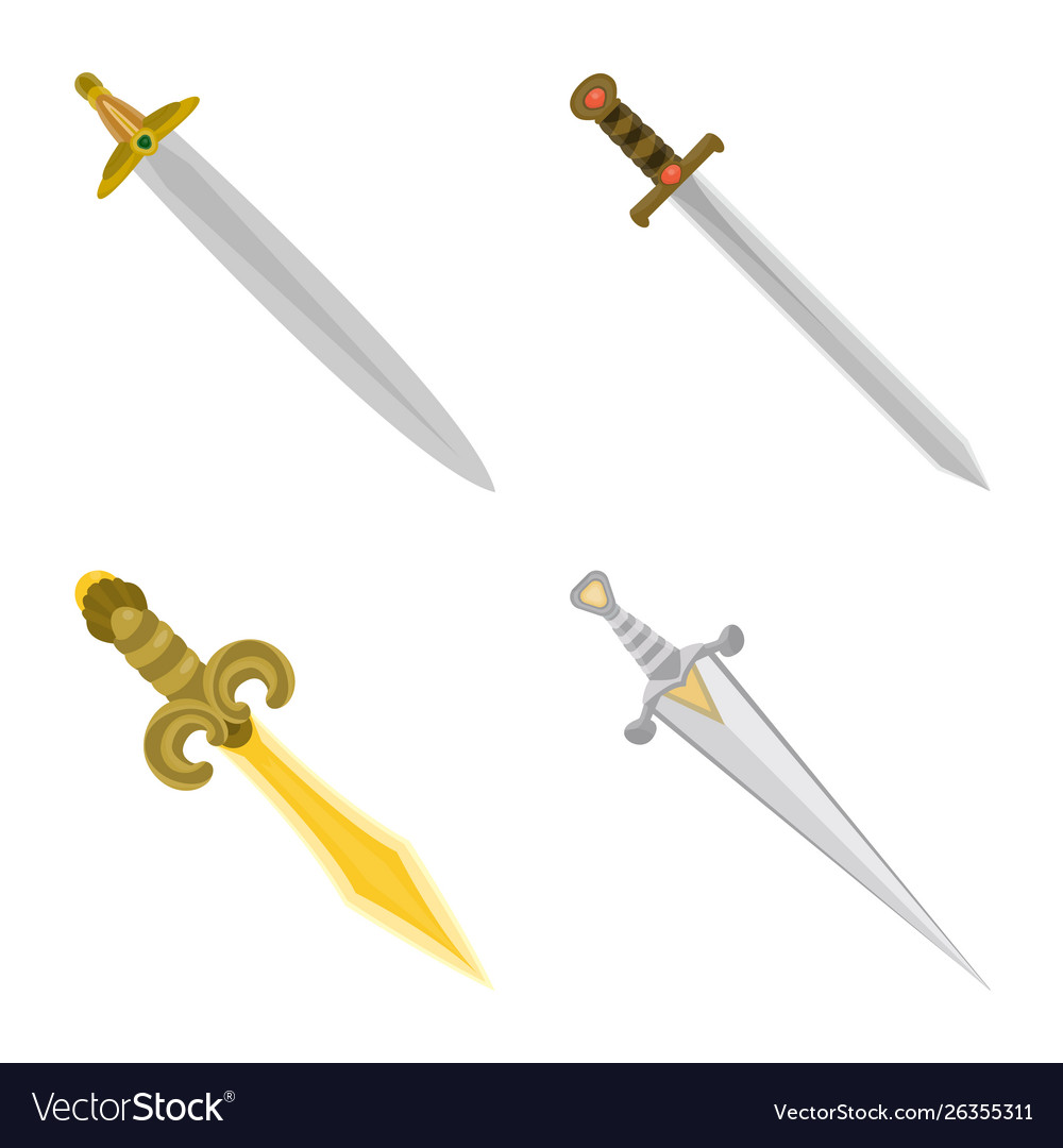 Sword and dagger logo set vector image Sword and dagger logo set
