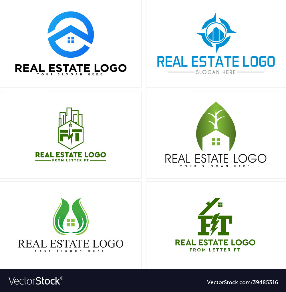A set of real estate home building electric eco vector image A set of real estate home building electric eco