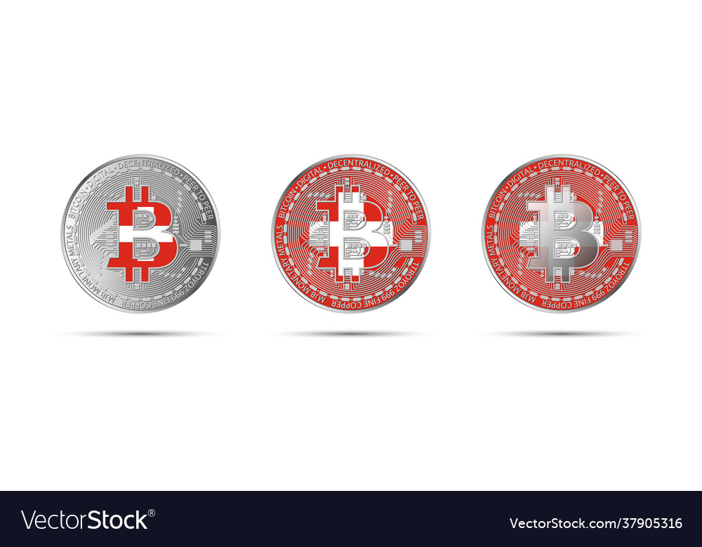 Bitcoin crypto coins with flag switzerland