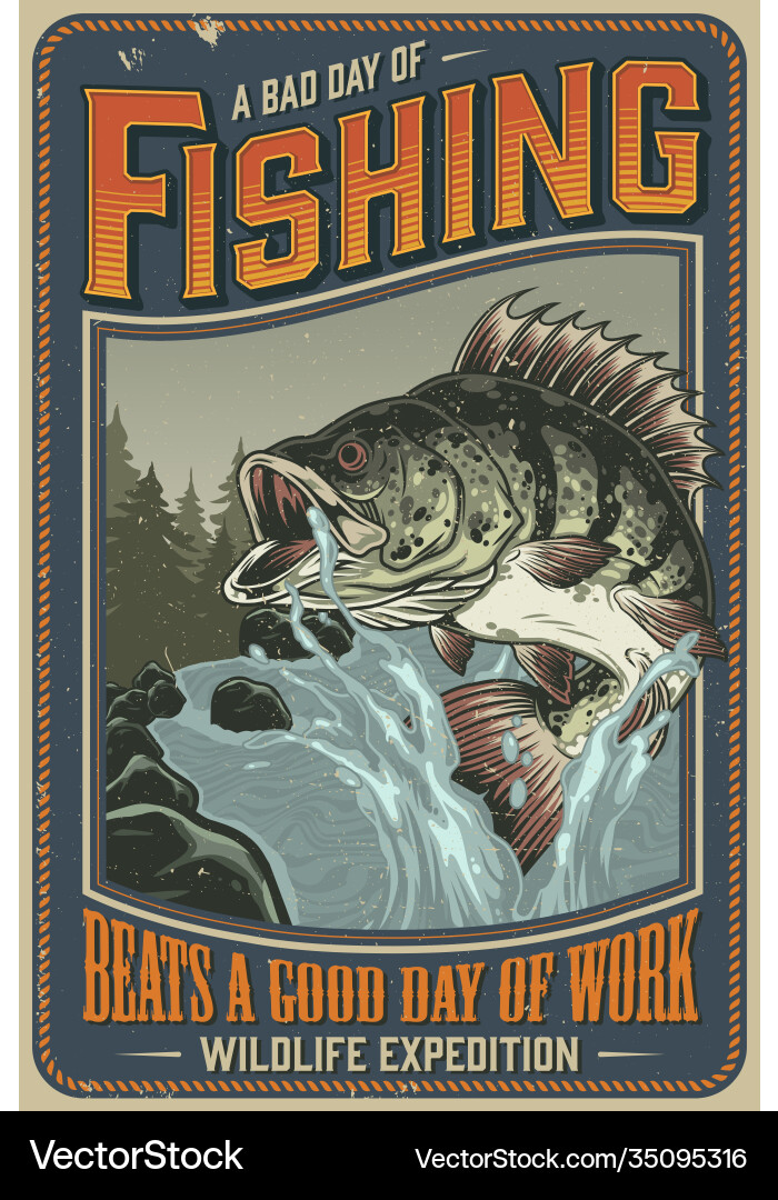 Fishing vintage poster Royalty Free Vector Image