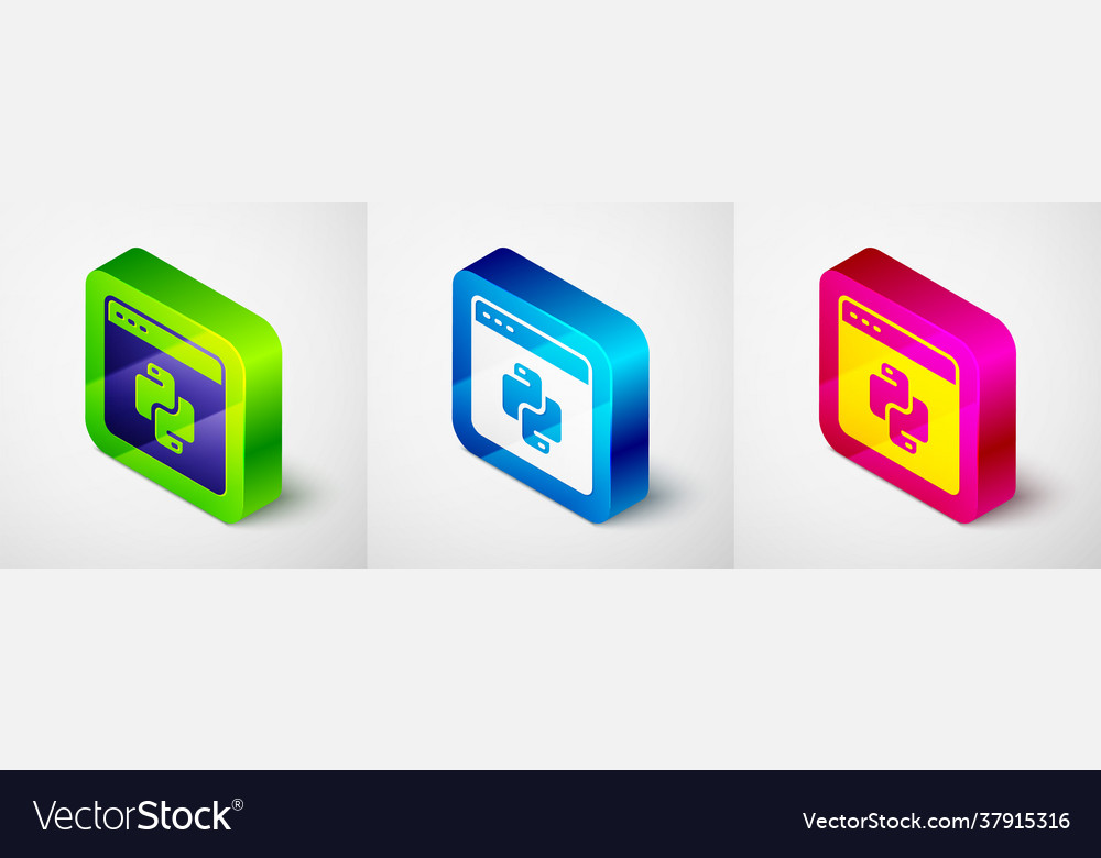 Isometric python programming language icon