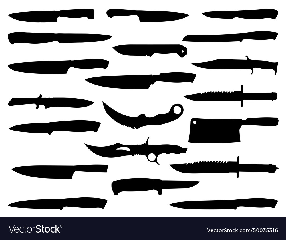 Knives silhouette art white background Royalty Free Vector