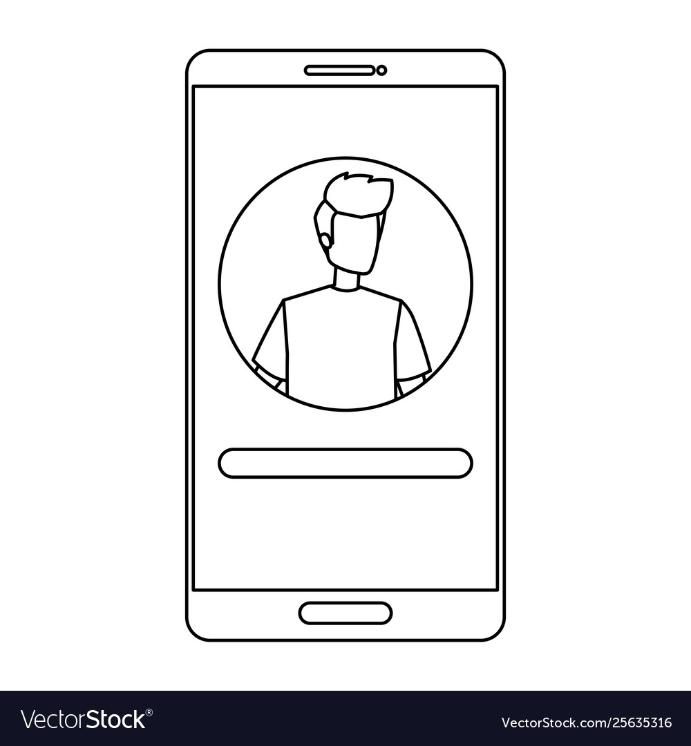 Man acount social in smartphone device character vector image Man acount social in smartphone device character