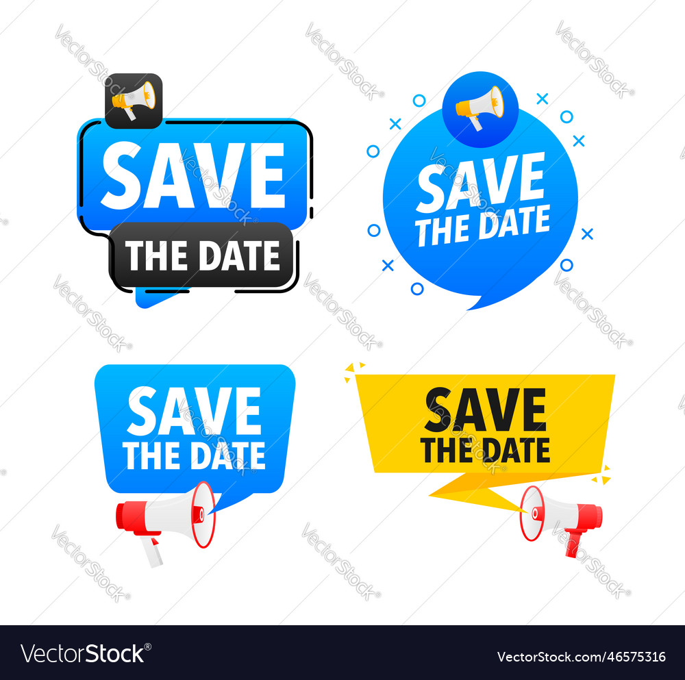 Megaphone Label mit Text speichern das Datum vector image Megaphone Label mit Text speichern das Datum