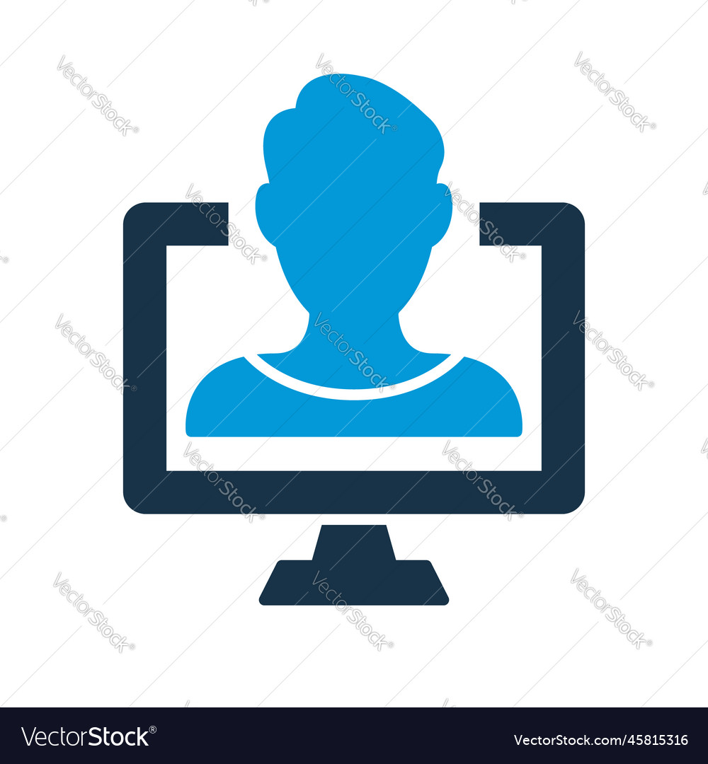 Online education silhouette icon training vector image Online education silhouette icon training